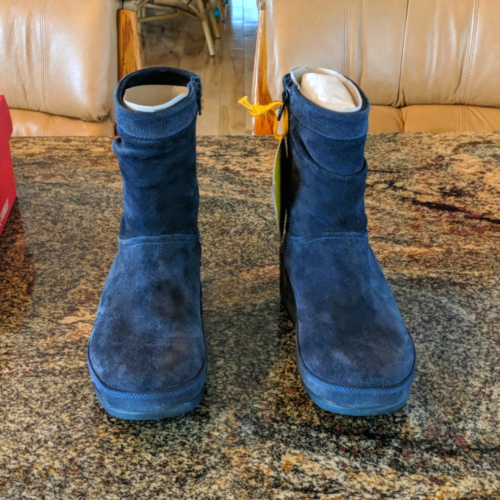 Fitflop comfy blue platform suede ankle boots - Picture 2 of 8